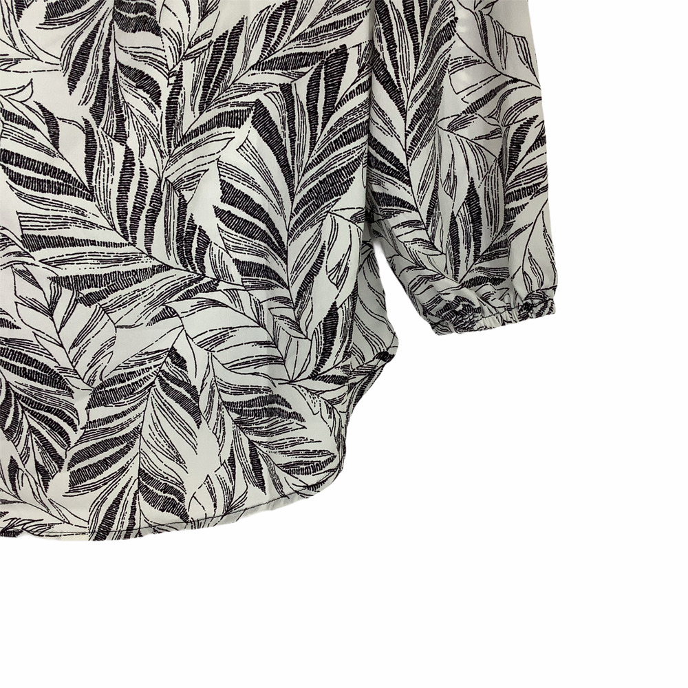 Sonja Betro Black & White Tassel Tie Leaf Blouse M - Picture 9 of 9
